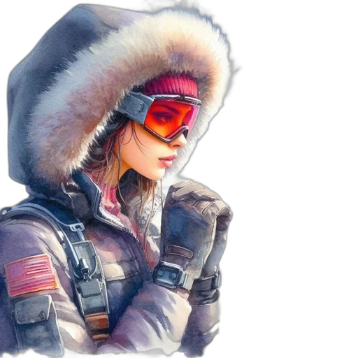 jacket, hat, face, weapon transparent PNG cut-out