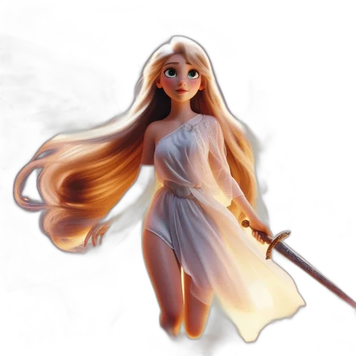 dress, sword, staff, fantasy art transparent PNG cut-out