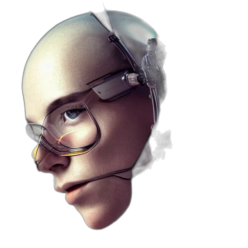 robot, face, mask, 3d render transparent PNG cut-out