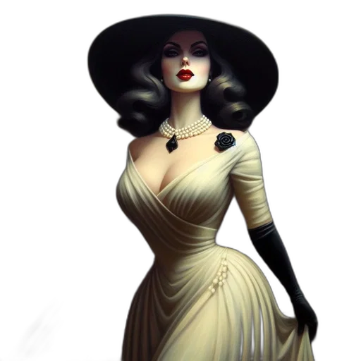 dress, hat, jewelry, staff transparent PNG cut-out