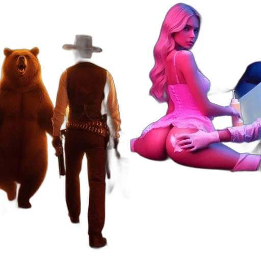 concept art, 3d render, neon, two transparent PNG cut-out