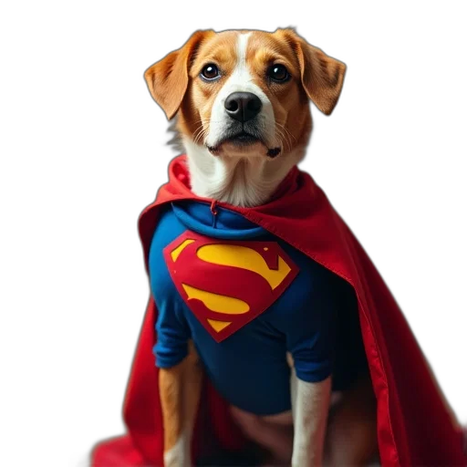 animal, dog, wearing, superman transparent PNG cut-out