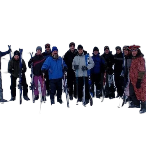staff, snow, group, skiers transparent PNG cut-out