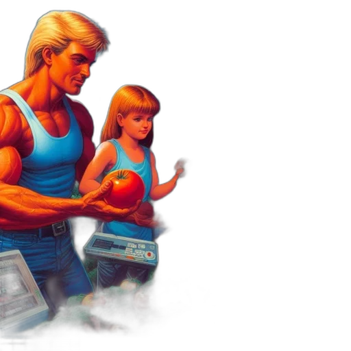 concept art, pixel art, comic book art, vaporwave transparent PNG cut-out