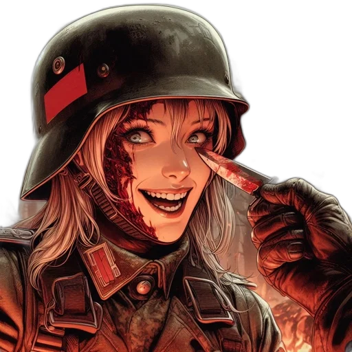 hat, face, weapon, comic book art transparent PNG cut-out