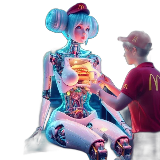 robot, concept art, cyberpunk, 3d render transparent PNG cut-out
