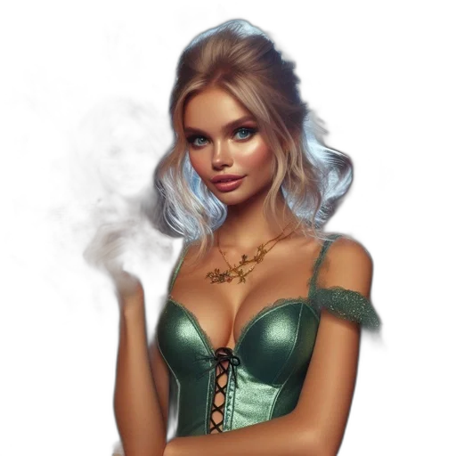 dress, jewelry, face, fantasy art transparent PNG cut-out