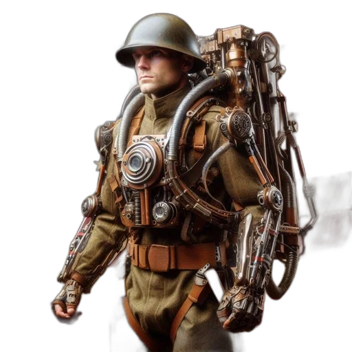 robot, weapon, jacket, concept art transparent PNG cut-out