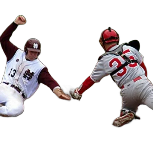 baseball, player, slides, into transparent PNG cut-out