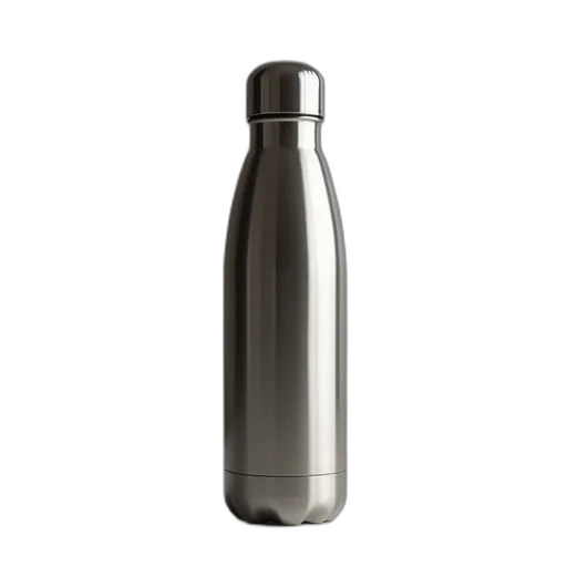 bottle, 3d render, stainless, steel transparent PNG cut-out