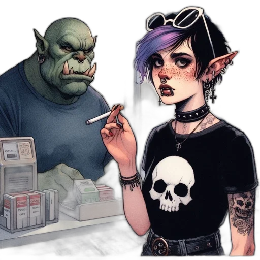 concept art, comic book art, fantasy art, watercolor transparent PNG cut-out
