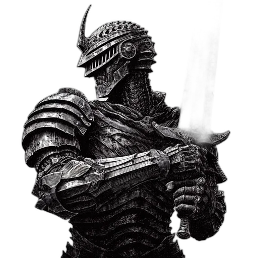 dragon, robot, sword, creature transparent PNG cut-out