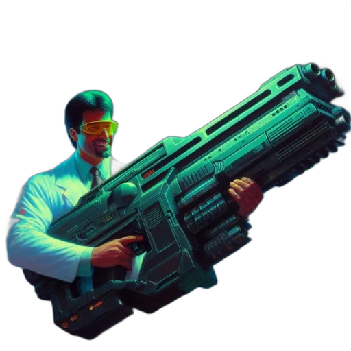 weapon, staff, robot, jacket transparent PNG cut-out