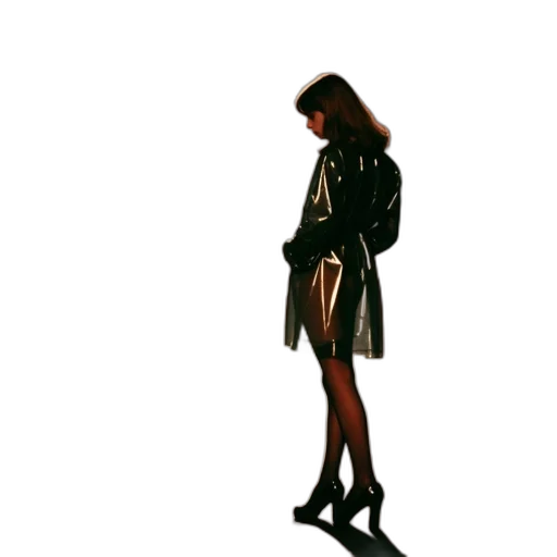 jacket, dress, shoes, hair transparent PNG cut-out