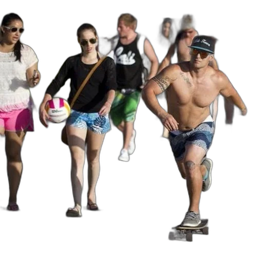 3d render, beach, man, skateboards transparent PNG cut-out