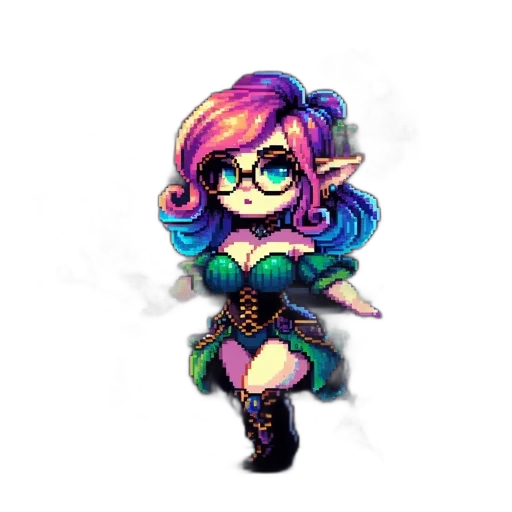 dress, staff, pixel art, fantasy art transparent PNG cut-out