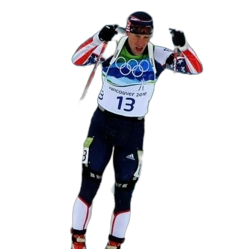 skier, wearing, white, blue transparent PNG cut-out