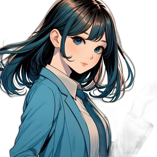 jacket, dress, face, staff transparent PNG cut-out