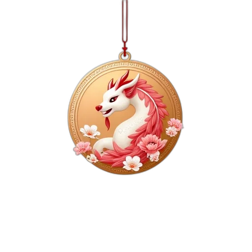 dragon, jewelry, 3d render, pixel art transparent PNG cut-out