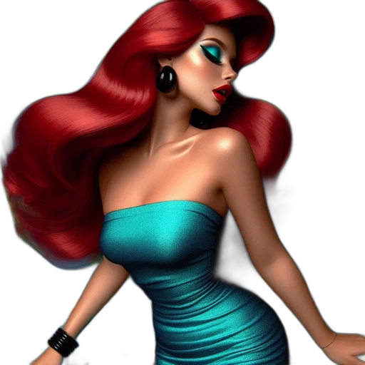 dress, hair, jewelry, 3d render transparent PNG cut-out