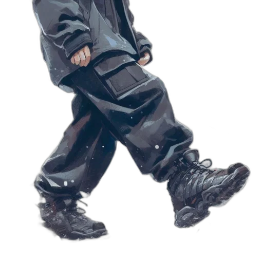 jacket, shoes, staff, robot transparent PNG cut-out
