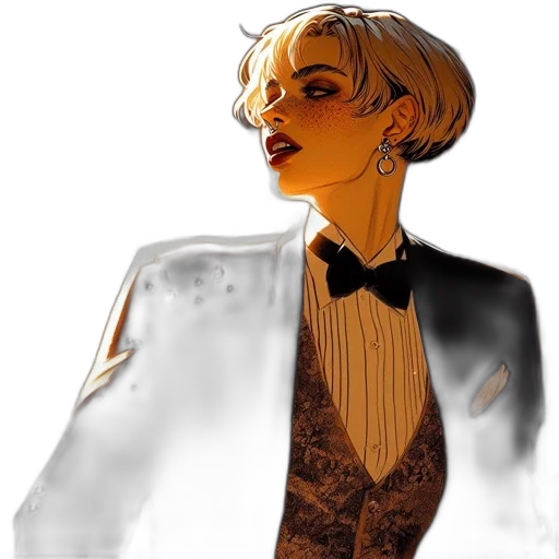 jacket, dress, face, concept art transparent PNG cut-out