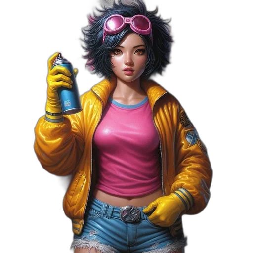 jacket, weapon, staff, comic book art transparent PNG cut-out