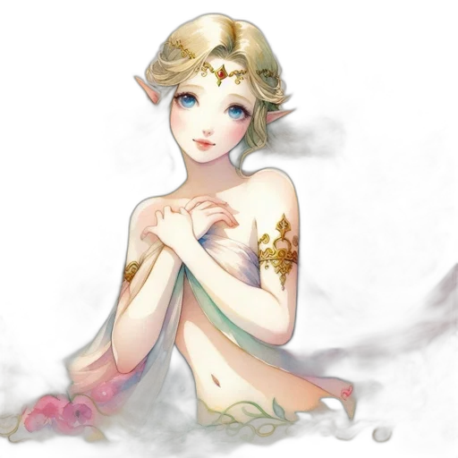 dress, jewelry, crown, staff transparent PNG cut-out