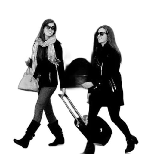 staff, umbrella, two, women transparent PNG cut-out