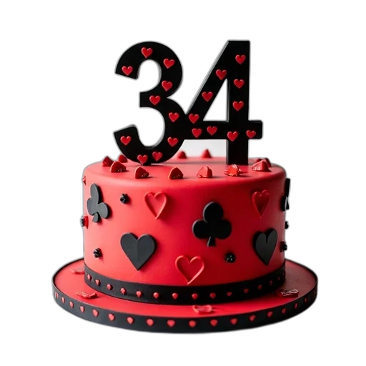 3d render, birthday, cake, red transparent PNG cut-out