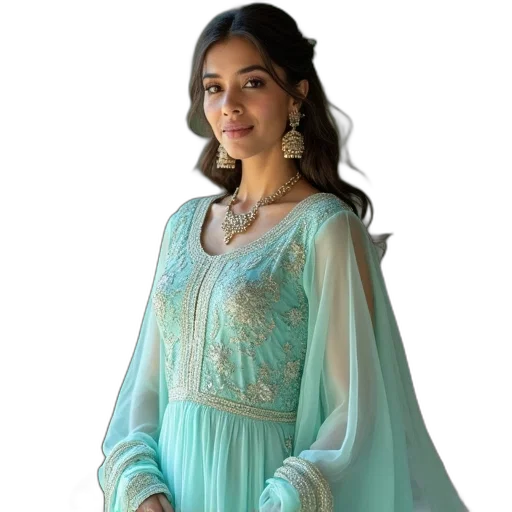 dress, jewelry, oil painting, blue transparent PNG cut-out