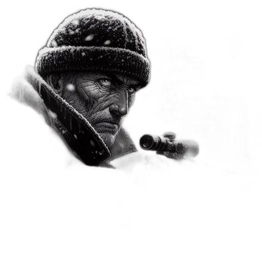 face, hat, jacket, weapon transparent PNG cut-out
