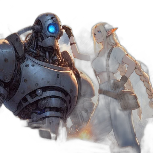 robot, weapon, sword, concept art transparent PNG cut-out