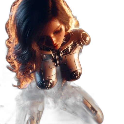 robot, dress, 3d render, photorealistic transparent PNG cut-out