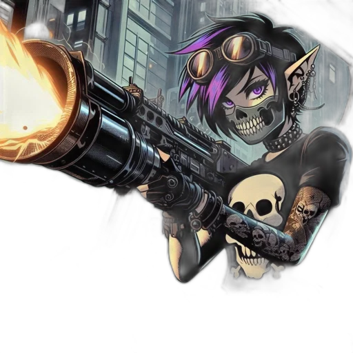 weapon, concept art, comic book art, cyberpunk transparent PNG cut-out