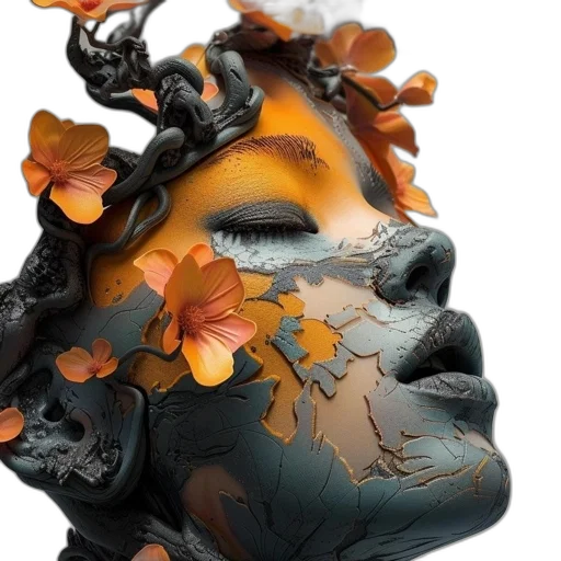 mask, crown, face, flower transparent PNG cut-out