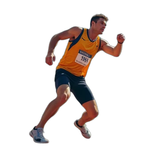photorealistic, track, athlete, photographed transparent PNG cut-out