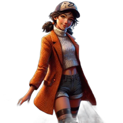 jacket, hat, dress, staff transparent PNG cut-out