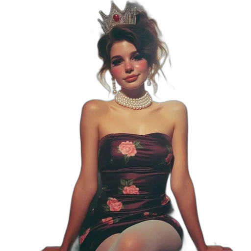 dress, crown, face, flower transparent PNG cut-out