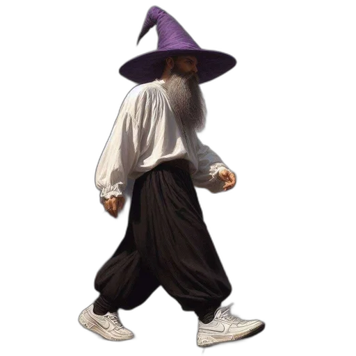 hat, staff, creature, shoes transparent PNG cut-out