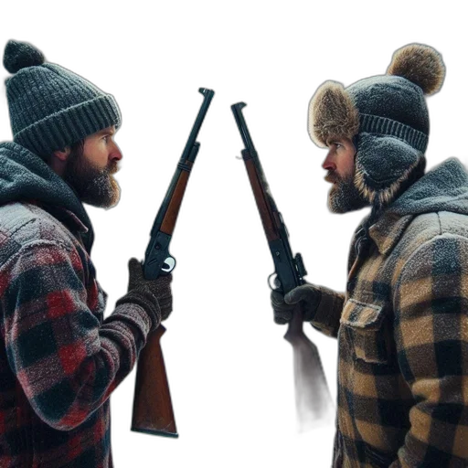 weapon, hat, snow, two transparent PNG cut-out