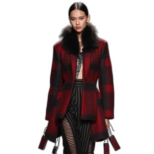 jacket, model, walks, runway transparent PNG cut-out
