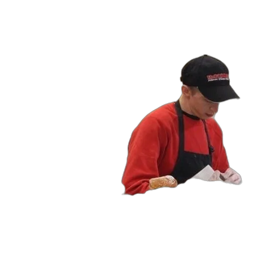 staff, food, hat, jacket transparent PNG cut-out