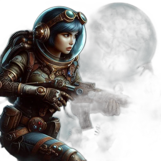 concept art, fantasy art, comic book art, cyberpunk transparent PNG cut-out