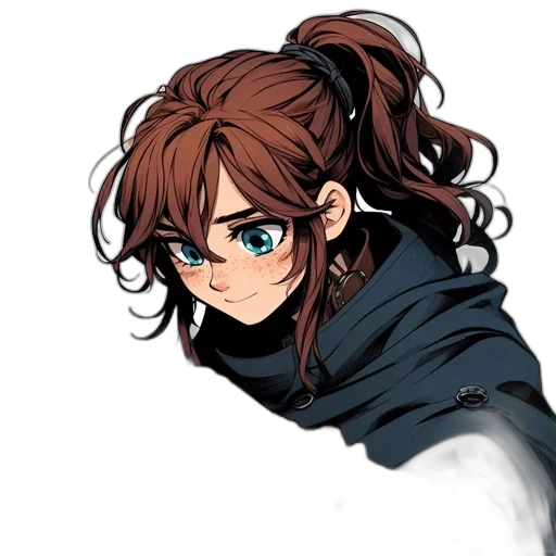 hair, staff, face, jacket transparent PNG cut-out