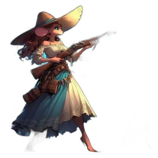 staff, weapon, hat, dress transparent PNG cut-out