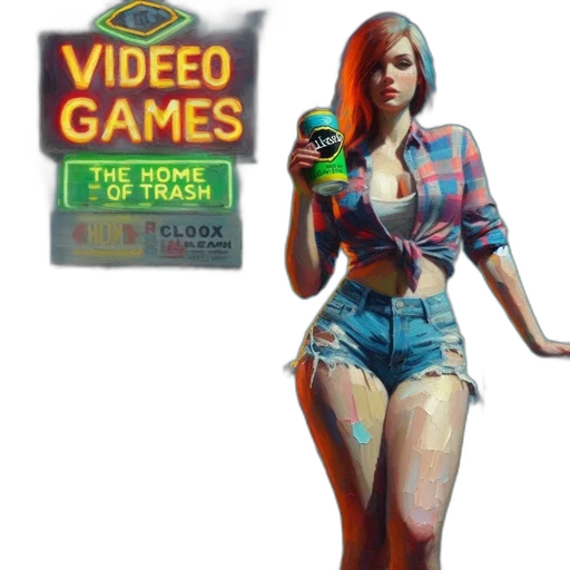 concept art, 3d render, pixel art, cyberpunk transparent PNG cut-out