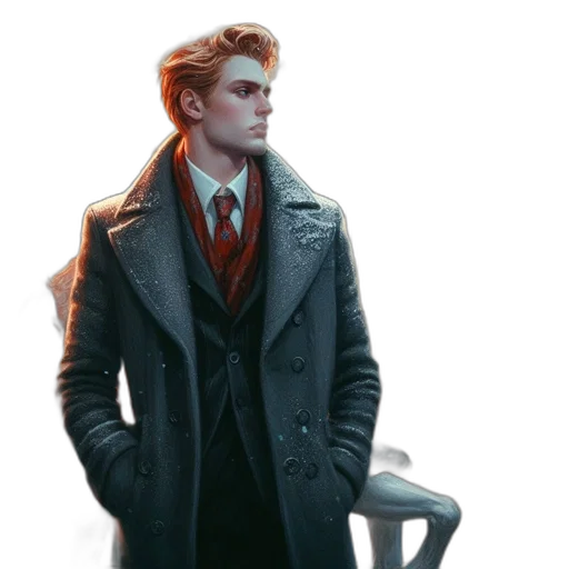 jacket, staff, concept art, comic book art transparent PNG cut-out