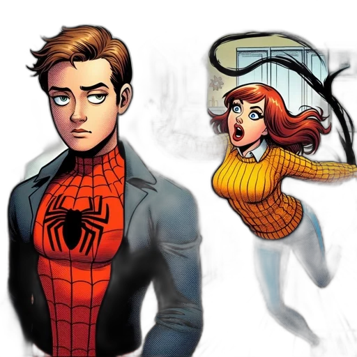 comic book art, concept art, cartoon, watercolor transparent PNG cut-out