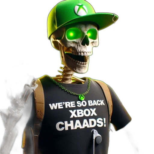 3d render, concept art, xbox-themed, skeleton transparent PNG cut-out